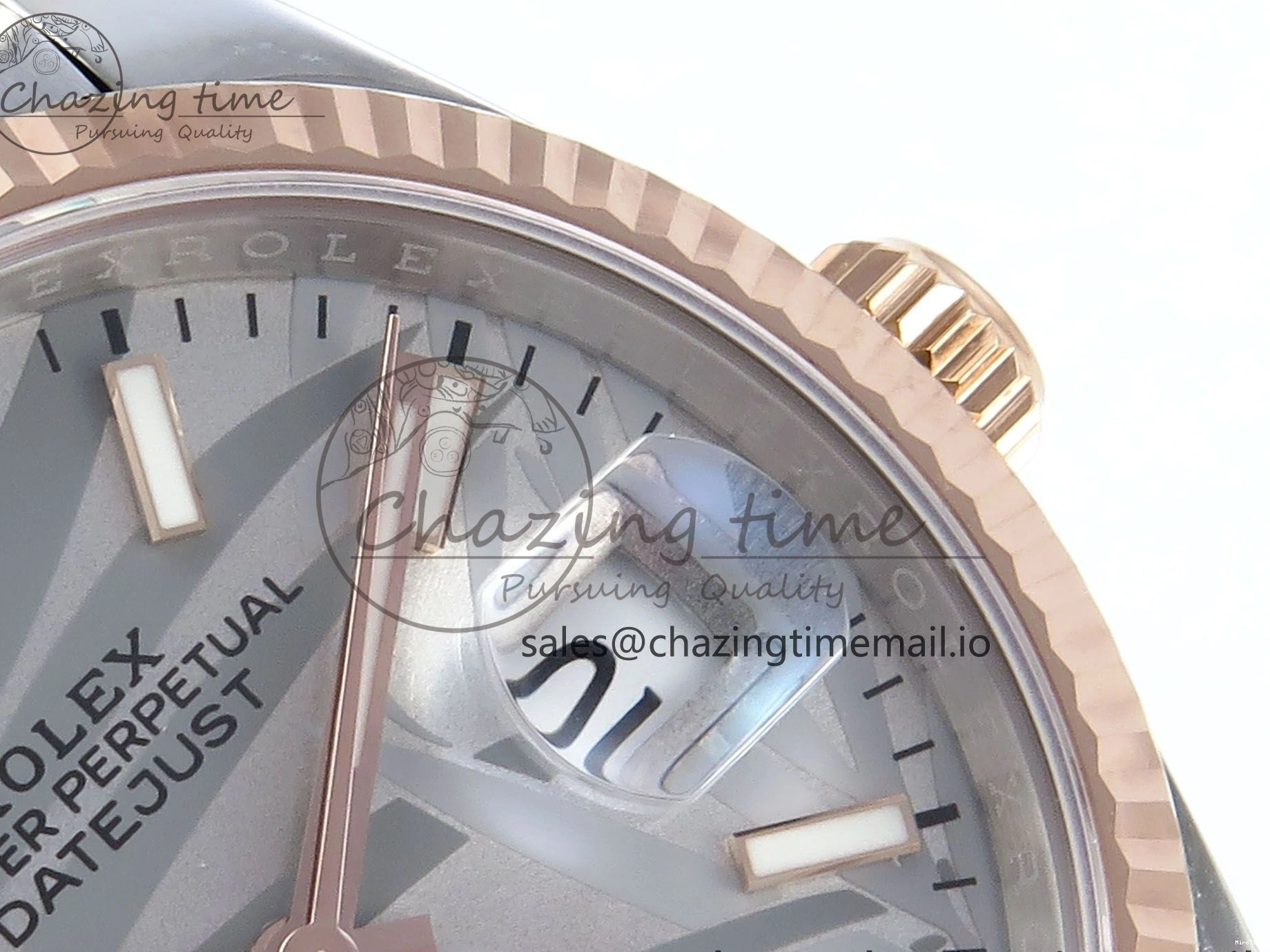 MiroTime 0408 DateJust 36 126231 EWEF Best Edition Silver Leaf Dial Stick Marker on SS RG Jubilee Bracelet A TopPick 596